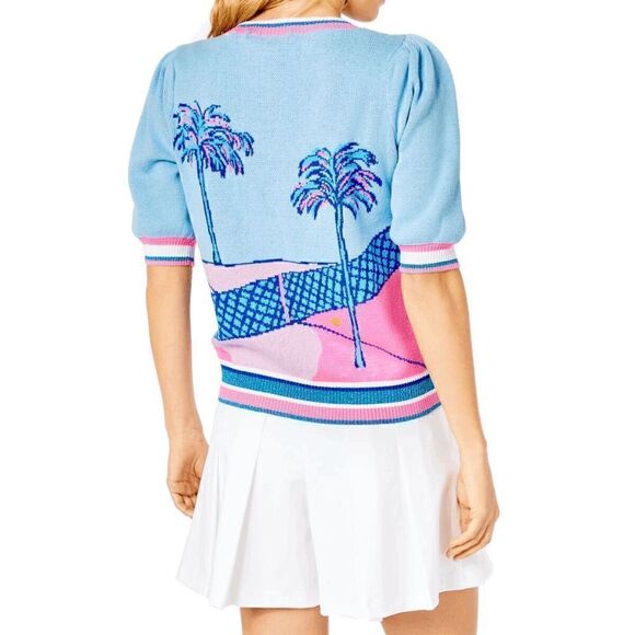 🌴🎾NWT LILLY PULITZER Short Sleeve Tennis Vivie Sweater SIZE M, L, XL MSRP $148 - Picture 8 of 16